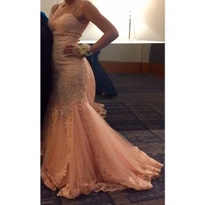 Women’s Soft Pink Mermaid Prom Dress
